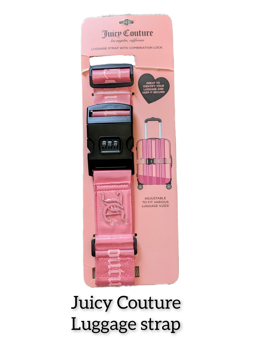 Juicy Couture Pink Luggage Strap with Combination Lock